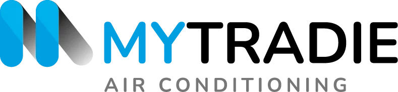 Blue and gray MyTradie Air Conditioning logo for Sydney air conditioning services.