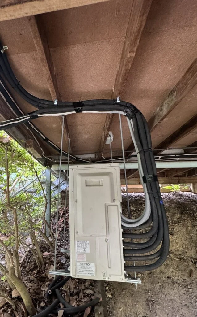 Multi split air conditioner outdoor unit and pipework repair under floor by MyTradie Services Sydney